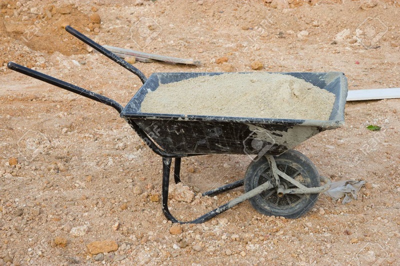 Trolley for construction filled with sand