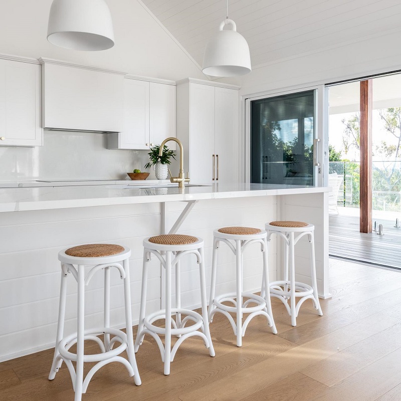 kitchen with coastal kitchen stools